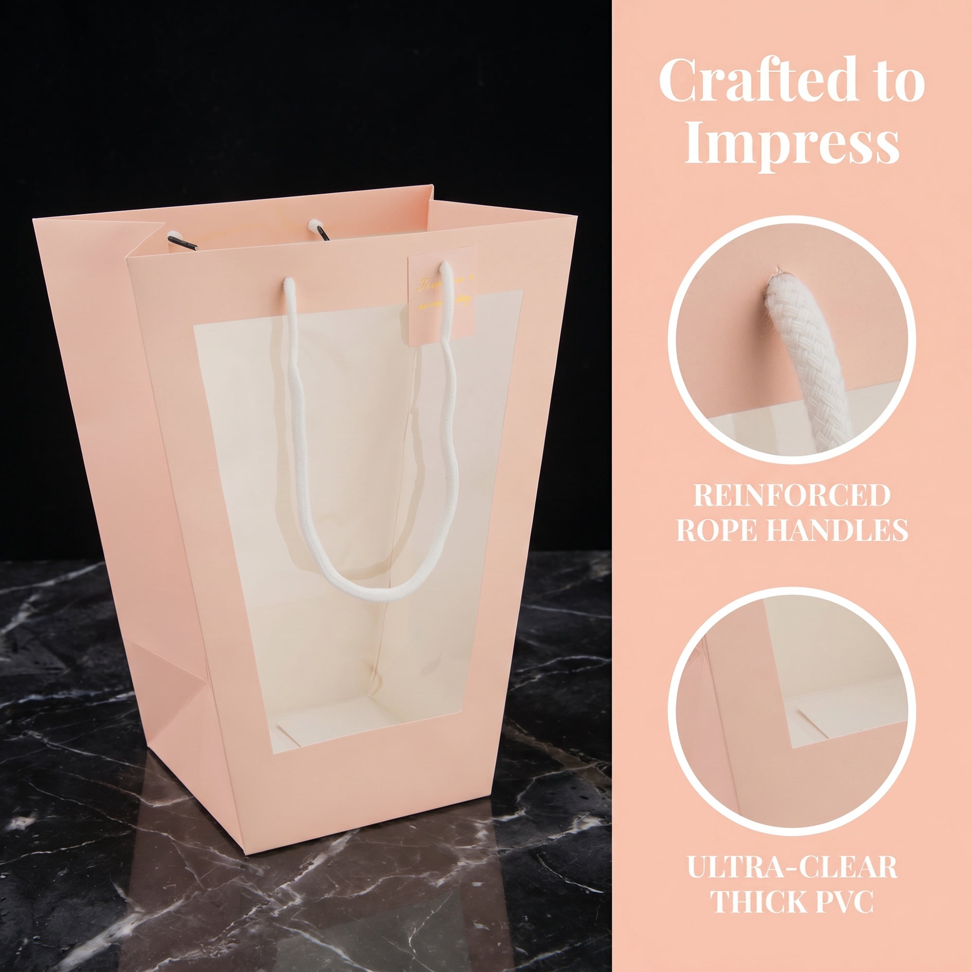 Unique Bargains Thick Totes for Gifts with Comfortable Handles Pink 11" x 7.9" x 14.2"
