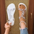 thumbnail image 2 of BRGZLK Flat Sandals For Women 2026 Dressy Butterfly T-Strap Sparkly Bling Summer Elastic Ankle Strap Jeweled Casual Beach Wedding Party Dress, 2 of 7