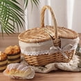 thumbnail image 5 of QenASHaing Spacious Woven Wicker Picnic Basket with Double Lid, Perfect for Outdoor Gatherings and Organized Food Storage, 5 of 7