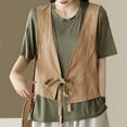 thumbnail image 2 of Cotton Linen Vest for Women Sleeveless Blazers Oversized Lightweight Cardigans Summer Tie Up Front Jacket Waistcoat, 2 of 6
