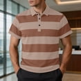 thumbnail image 5 of ZOYOEN Mens Striped Polo Shirts with Pocket- Regular Fit Short Sleeve Casual Classic Summer Business Shirts Khaki Size 4XL, 5 of 8