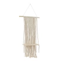The Novogratz 25" x 6" Handmade Macrame 1-Tier White Wall Shelf