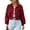 Burgundy, variant on Women's Long Sleeve Crop Jacket Soft JacketsTravel Corduroy Fashion Button Drop Shoulder Outerwear Brown Large