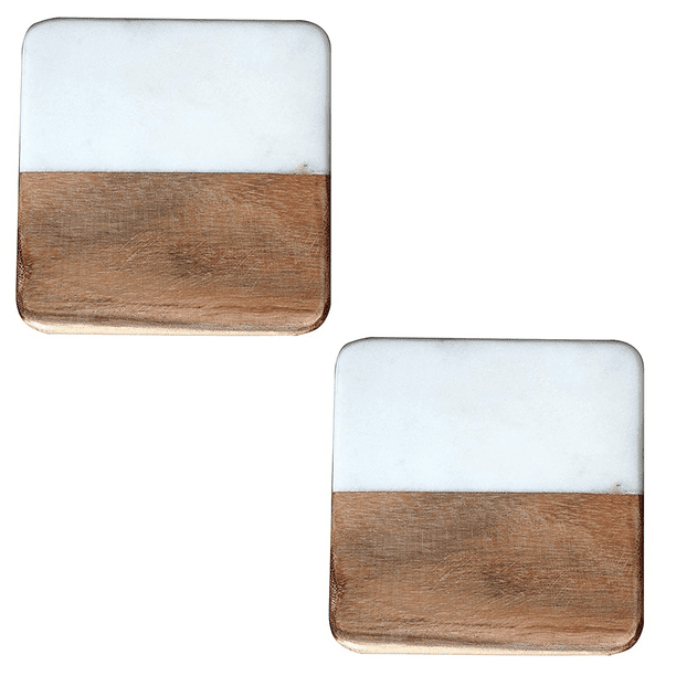 Marble and Wood Set for Drinks, Hot/Cold ,Coffee Mugs, Beer Cans ,Bar