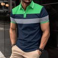 thumbnail image 2 of Wyobmus Men's Shirts Casual Short Sleeve Button Down Shirts Striped Crochet Classic Collared Shirts E-Green, 2 of 5