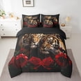 thumbnail image 3 of Feelyou Romantic Couple Tiger Twin Bedding Sets 7-Piece, 3D Jungle Animal Bedding Comforter Set, Valentines Day Rose Reversible Sheet Sets, Breathable Home Decor, 3 of 8