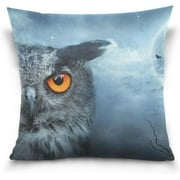 Wellsay Angry Owl at Halloween Velvet Plush Throw Pillow Cushion Case Cover - 18" x 18" - Invisible Zipper Home Decor Floral for Couch Sofa No Insert