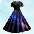 thumbnail image 2 of Vestido Floral de Manga Corta para Mujeres de Moda Casual Impreso de Rodilla Alta Cuello Redondo Longitud Regular, 2 of 3