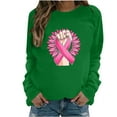 thumbnail image 3 of Jinhomg Womens Cute Breast Cancer Sweatshirt Comfy Long Sleeve Pink Ribbon Print Tops Casual Loose Fall Winter Pullovers Winter Saving Green M, 3 of 5