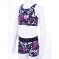 thumbnail image 3 of RUNQHUI Girls' Kids 2-Piece Active Set Dance Sport Outfits Racer Back Top and Booty Short Gymnastics Black Rose Red 6, 3 of 7