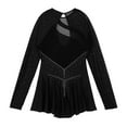 thumbnail image 6 of YONGHS Women's Rhinestone Figure Skating Dress Long Sleeves Spandex Gymnastics Leotard Black M, 6 of 7