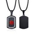 thumbnail image 1 of Collar de identificación de Alerta Médica para Mujeres y hombres, Etiqueta de perro de acero inoxidable personalizada, Collar de enfermedad de contacto de emergencia, Vnox (espalda grabada gratis), 1 of 4