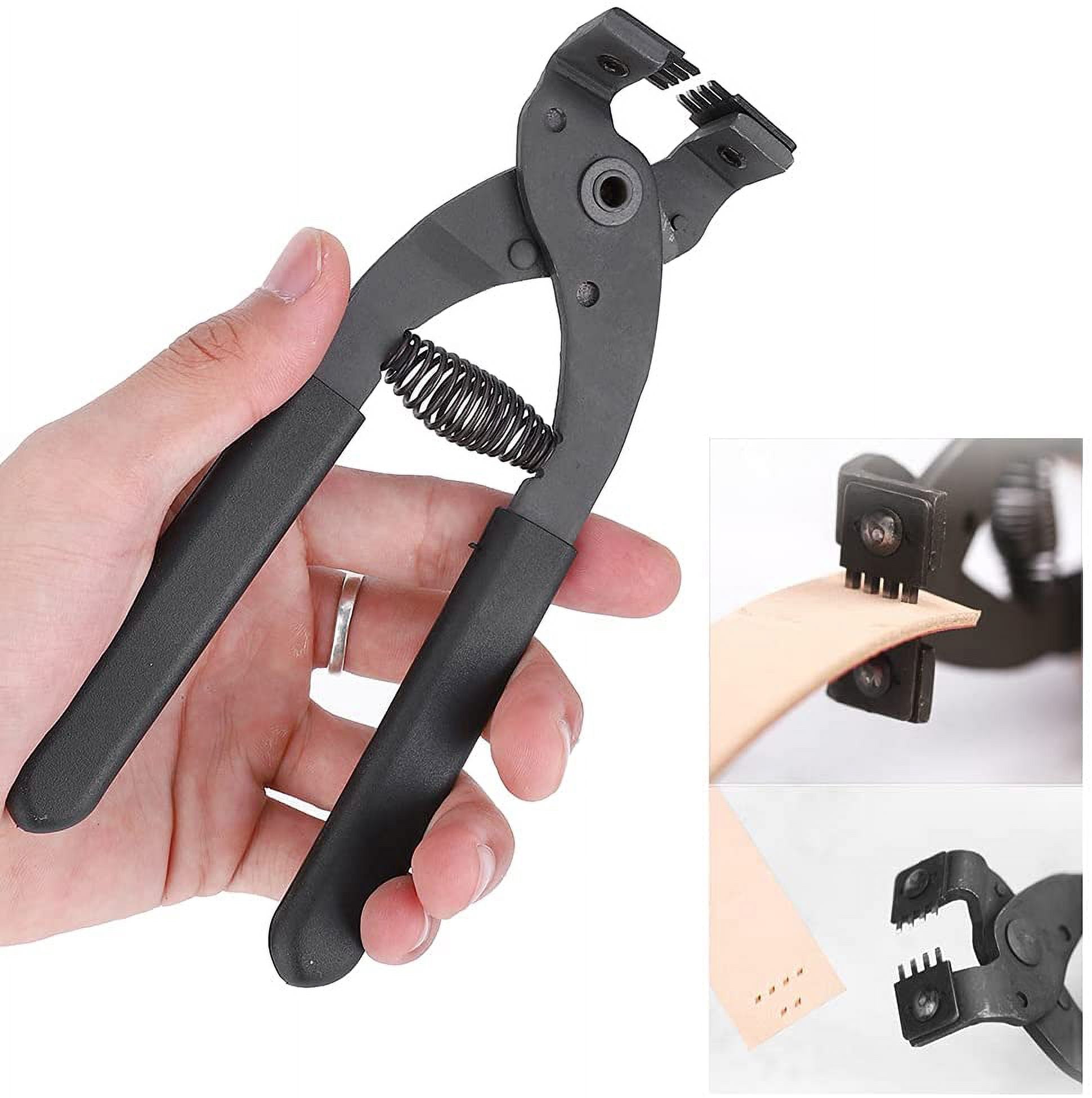 ABCISI Leather Silent Pliers, 17cm / 6.7in Carbon Steel Silent Pliers for Leather Craft, Hole Punch Tool for Belts, Purses & Watch Bands - Home DIY Craft Projects (4mm-4 Teeth)