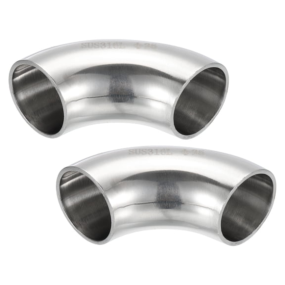 2pcs 90 Degree Mandrel Bend Elbow, 1 Inch OD Steel Exhaust Elbow Exhaust Piping Connector 316 Stainless Steel