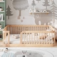 thumbnail image 2 of Euroco Full Size Floor Bed with Fence for Kids Teens and Toddlers, Natural, 2 of 9