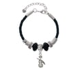 thumbnail image 2 of Delight Jewelry Silvertone Violin Lil Sister Celtic Knot Leather Bead Bracelet, 7"+2" Extender, 2 of 4
