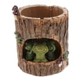 thumbnail image 3 of Zorion Tree Stump Pot Decorative Figurine Cute Multipurpose Plant Pot Tabletop Ornament Frog, 3 of 9