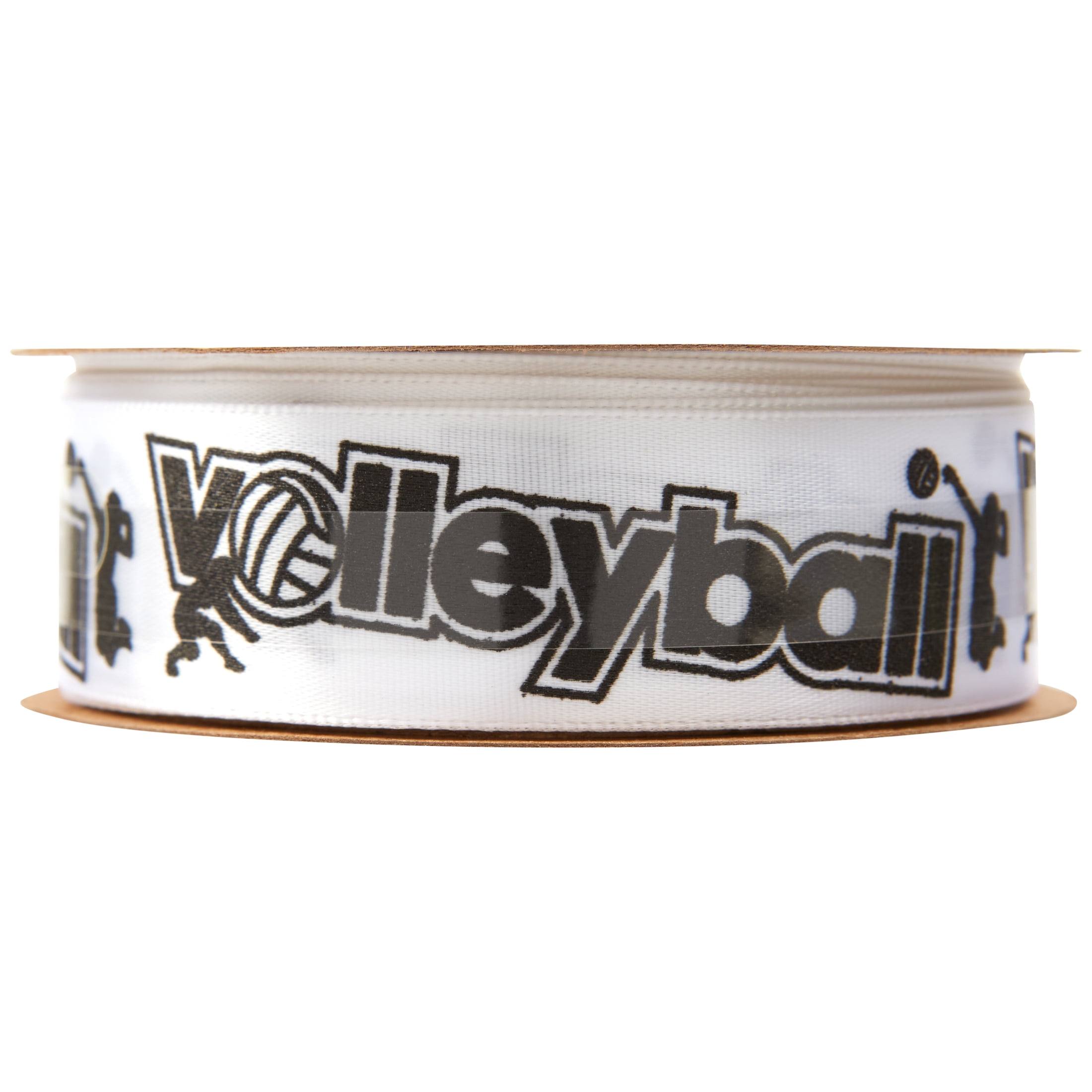 Offray Ribbon, Black White 7/8 inch Volleyball Satin Ribbon, 9 feet
