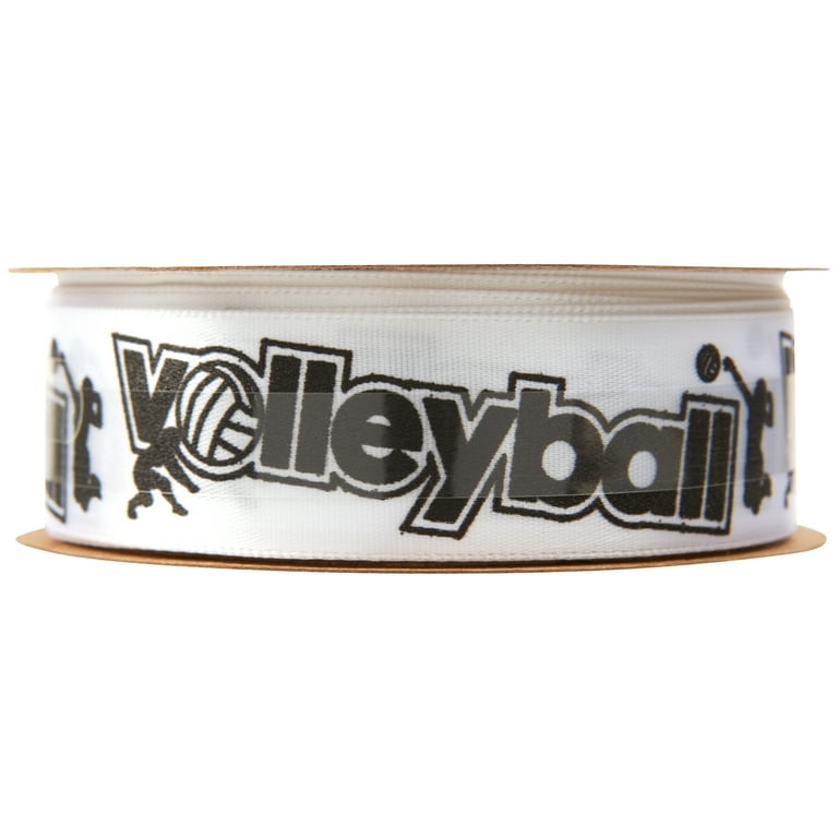 Offray Ribbon, Black White 7/8 inch Volleyball Satin Ribbon, 9 feet 