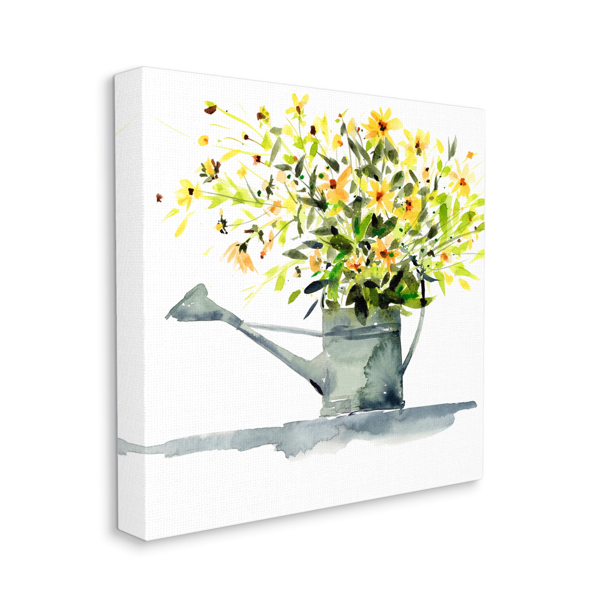 Stupell Industries Daisies in Watering Can Botanical & Floral Painting Gallery Wrapped Canvas Print Wall Art, 36 x 36