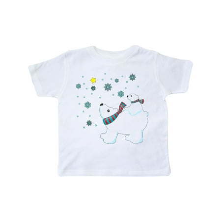 

Inktastic Christmas Polar Bear and Cub with a star Gift Toddler Boy or Toddler Girl T-Shirt