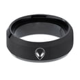 thumbnail image 2 of Men Wedding Ring Black Engagement Rings Gamer Tungsten Graduation Gifts New Mom Initial Jewelry, 2 of 8