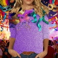 thumbnail image 1 of RKSTN Mardi Gras 3/4 Length Sleeve Womens Tops Oversized Crewneck Carnival Graphic Printed Three Quarter Sleeve T Shirt Women Casual Round Neck Funny Tuesday Carnival Party Loose Short Sleeve Shirt, 1 of 6