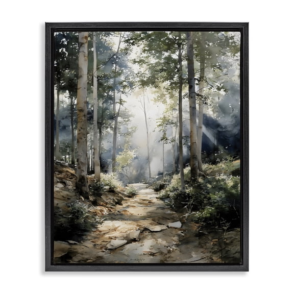 Stupell Industries Through The Woods Pathway Black Framed Floater Canvas Wall Art, design by Franklyn Gregory