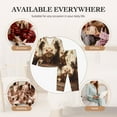 thumbnail image 7 of Fotbe Butterfly Cow Barrel Pattern Long Sleeve Pajama Set for Women,Sleepwear Set,2-piece Loungewear Set,Soft PJs Comfy Nightwear with Pockets -Large, 7 of 7
