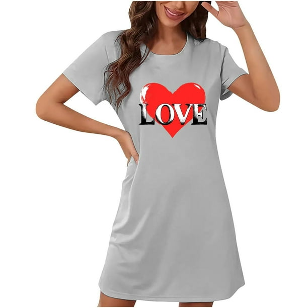 Camisón corto de talla grande para mujer, camisón de manga corta con estampado de pecho a la moda, camisón para mujer