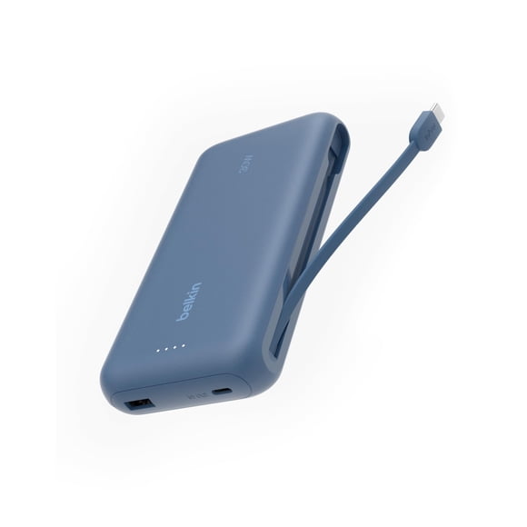 Belkin Portable Charger, Power Bank with Integrated Cable 20000 mAh 30W - Fast Charging USB C Power Delivery - iPhone 17, Air, Pro, Pro Max, iPad, Ai