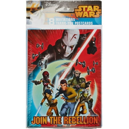 Star Wars Rebels Invite and Thank You Combo Pack, 8 Count, Party Supplies