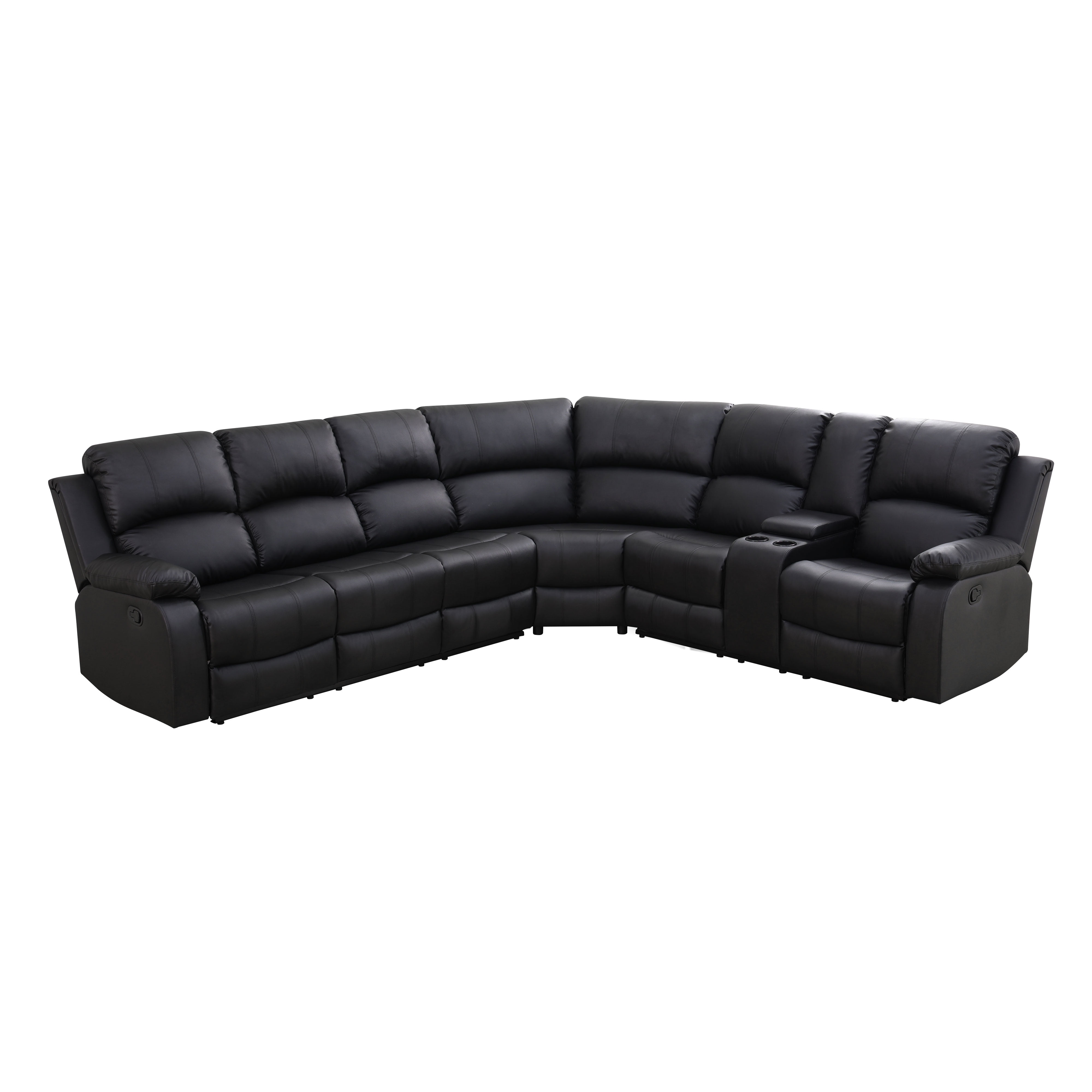 Gewnee Power Recliner Breathing Leather Power Sectional Sofa Set, Black Oversize Reclining Couch with Cup Holder Storage for Living Room ﻿