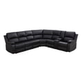 thumbnail image 6 of Gewnee Black Oversize Air Leather Manual Sectional Sofa Set with Cup Holder & Storage, Manual Reclining Couch for Living Room, 6 of 19