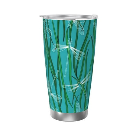 

Dragonfly Grass 20 Oz Water Bottle Insulated Tumblers Stainless Steel Cups Double Wall Tumbler with Lid