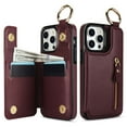 thumbnail image 2 of Zipper wallet with card holder ring leather phone case for iPhone 16 pro protective cover, 2 of 10