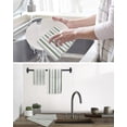 thumbnail image 5 of Sage Green Stripe Kitchen Dish Towels for Drying Dishes Set of 2, Geometric Grey White Vertical Striped Waffle Weave Microfiber Hand Tea Bathroom Towels Quick Dry & Absorbent Towel 12x12, 5 of 7