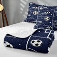 thumbnail image 4 of Manfei Boys Sport Quilt Full, Soccer Print Full Bedspread Sets, NavyBlue White, Navy Reversible 3-Piece, 1 Coverlet and 2 Pillowcases, 4 of 7
