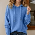 thumbnail image 2 of Women's Sweater Hoodie 2025 Fall Winter Long Sleeve Trendy Solid Color Knit Hooded Sweatshirt Pullover Top, 2 of 4
