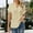 Shirts-Beige, variant on Gamivast Linen Shirts for Women Loose Fitted V Neck 3/4 Sleeve Casual Blouses Comfortable Solid Tunic Going out Tops Summer Trendy outfits