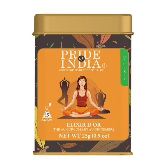 Pride India Golden Elixir Turmeric Ginger Tea, 20 Tea Bags