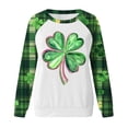 thumbnail image 4 of Wo-Fusoul Chandail pour Femmes, Coupe Ample à Manches Longues Imprimé de la Saint-Patrick à Col Rond, Haut Décontracté, Vert, 4 of 5