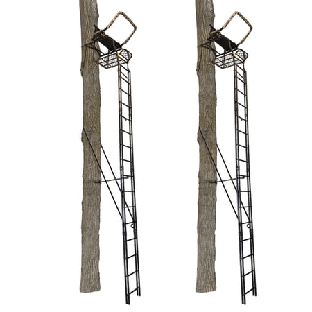 Muddy 20 Foot 1 Person Hunting Deer Ladder Tree Stand Black (2 Pack)