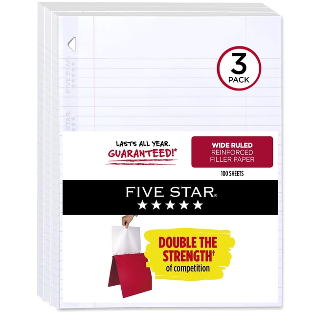 Papel de hojas sueltas con forma de cinco estrellas, paquete de 3 unidades, 100 hojas