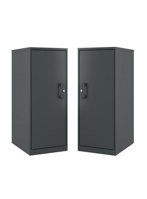 Home Square 3 Shelf Metal Locker Storage Cabinet Set in Charcoal (Set of 2)