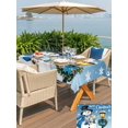 thumbnail image 4 of Outdoor Tablecloth with Umbrella Hole and Zipper, Blue Snowman Christmas Rectangle Table Cloth 54x80 Inch Waterproof Tablecloth, Xmas Gifts Wreath Snowflake Picnic Table Cover for Patio Camping, 4 of 7