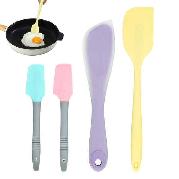 Sekonow 4 Pieces Silicone Spatula Set, Rubber Spatula Curved Can Opener Jar Scraper, Nonstick Heat Resistant for Kitchen Baking Cooking Mixing