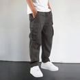 thumbnail image 2 of CUZIBR Kids Cargo Pants With Multiple Pockets Comfortable Casual Trousers For Boys Elastic Drawstring Waist Loose Straight Leg Trousers Lightweight Bottoms For School Outdoor,Dark Gray,5-6 Years, 2 of 5