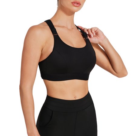 

Eleady Women Padded Sports Bra wireless sportswear Wirefree High Impact Crop Top with Adjustable Straps Yoga Bra for Workout Gym(Black Large)