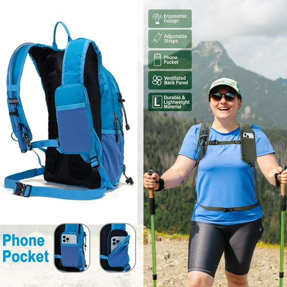 Insulated Hydration Backpack with 2L Water Bladder - Lightweight 22L Hiking Backpack for Women/Men, Daypack for Hiking, Running, Festival, Camping, Biking